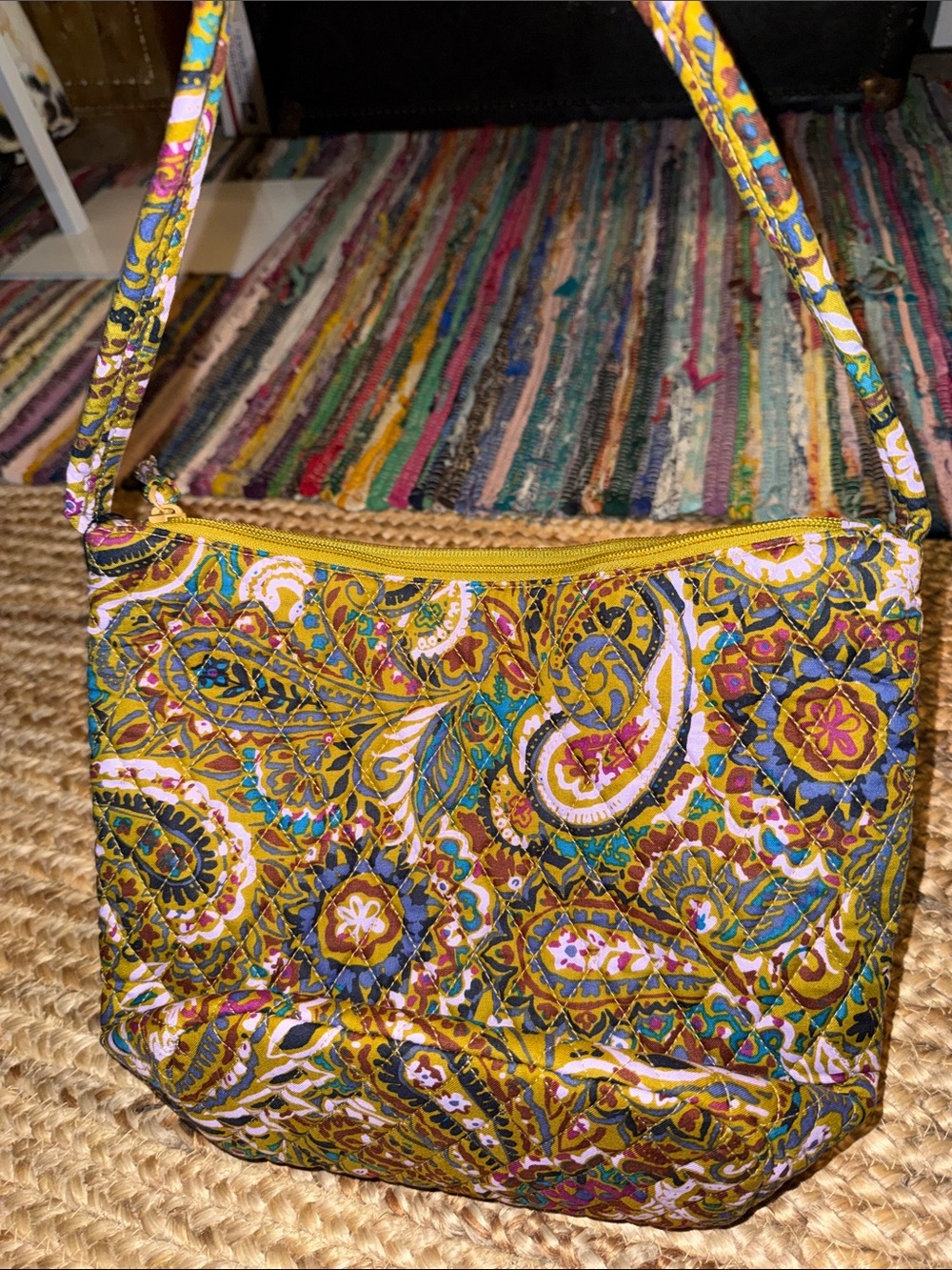 Vera Bradley Olive Green Paisley Shoulder Bag with Pink & Teal Accents - Picture 7 of 7